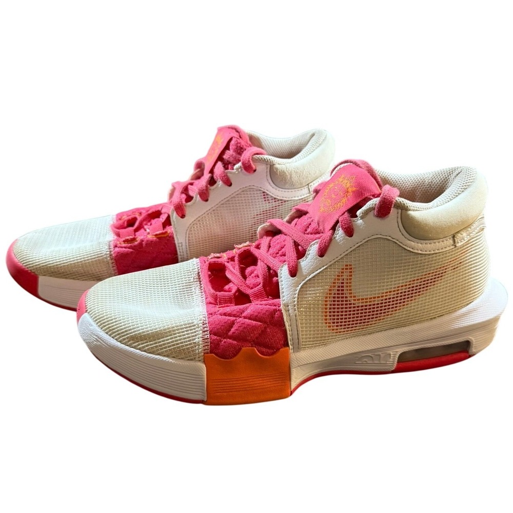 Nike LeBron Witness 5 White Bright Mango Pink CQ9380-102 Mens 7.5 Basketball